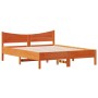 Bed frame with wax brown pine wood headboard 150x200 cm by , Beds and slatted bases - Ref: Foro24-3216368, Price: 196,99 €, D...