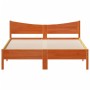 Bed frame with wax brown pine wood headboard 150x200 cm by , Beds and slatted bases - Ref: Foro24-3216368, Price: 196,99 €, D...