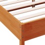 Bed frame with wax brown pine wood headboard 150x200 cm by , Beds and slatted bases - Ref: Foro24-3216368, Price: 196,99 €, D...