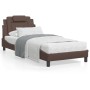 Estructura cama con luces LED cuero sintético marrón 90x200 cm de , Camas y somieres - Ref: Foro24-3213996, Precio: 167,86 €,...