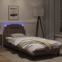 Estructura cama con luces LED cuero sintético marrón 90x200 cm de , Camas y somieres - Ref: Foro24-3213996, Precio: 167,86 €,...