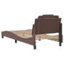 Estructura cama con luces LED cuero sintético marrón 90x200 cm de , Camas y somieres - Ref: Foro24-3213996, Precio: 167,86 €,...