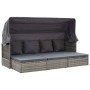 Tumbona cama jardín con techo ratán sintético gris de vidaXL, Camas para exteriores - Ref: Foro24-46158, Precio: 489,74 €, De...