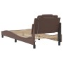 Bed frame with LED lights brown synthetic leather 90x190 cm by , Beds and slatted bases - Ref: Foro24-3213989, Price: 153,99 ...