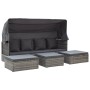 Tumbona cama jardín con techo ratán sintético gris de vidaXL, Camas para exteriores - Ref: Foro24-46158, Precio: 489,74 €, De...