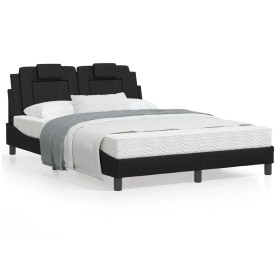 Estructura cama con luces LED cuero sintético negro 120x200 cm de , Camas y somieres - Ref: Foro24-3214008, Precio: 182,99 €,...