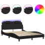 Bed frame with LED lights black synthetic leather 120x200 cm by , Beds and slatted bases - Ref: Foro24-3214008, Price: 183,21...