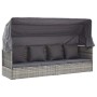 Tumbona cama jardín con techo ratán sintético gris de vidaXL, Camas para exteriores - Ref: Foro24-46158, Precio: 489,74 €, De...