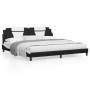 Estructura cama con LED cuero sintético negro blanco 200x200 cm de , Camas y somieres - Ref: Foro24-3214048, Precio: 227,58 €...