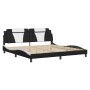 Estructura cama con LED cuero sintético negro blanco 200x200 cm de , Camas y somieres - Ref: Foro24-3214048, Precio: 227,58 €...