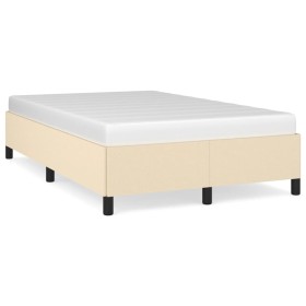 Cream fabric bed frame 120x190 cm by , Beds and slatted bases - Ref: Foro24-379513, Price: 114,99 €, Discount: %