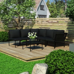 6-piece garden furniture set with black PVC cushions by vidaXL, Garden sets - Ref: Foro24-48591, Price: 390,75 €, Discount: %