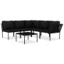 6-piece garden furniture set with black PVC cushions by vidaXL, Garden sets - Ref: Foro24-48591, Price: 390,75 €, Discount: %