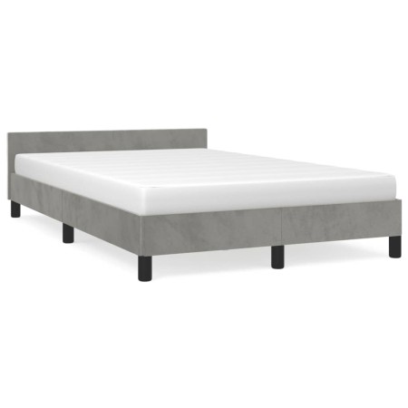 Estructura cama con cabecero terciopelo gris claro 120x190 cm de , Camas y somieres - Ref: Foro24-379547, Precio: 111,99 €, D...