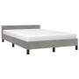 Estructura cama con cabecero terciopelo gris claro 120x190 cm de , Camas y somieres - Ref: Foro24-379547, Precio: 111,99 €, D...