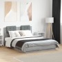 Bed frame with headboard LED lights Sonoma gray 135x190 cm by , Beds and slatted bases - Ref: Foro24-3210050, Price: 190,77 €...