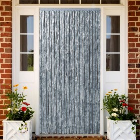 White and gray chenille fly curtain 100x230 cm by , Mosquito nets for windows - Ref: Foro24-377376, Price: 54,99 €, Discount: %