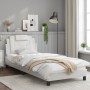 Bed frame with headboard white synthetic leather 90x190cm by , Beds and slatted bases - Ref: Foro24-3208062, Price: 144,56 €,...