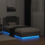 Bed frame headboard LED lights Sonoma gray 75x190 cm by , Beds and slatted bases - Ref: Foro24-3210071, Price: 162,99 €, Disc...