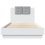 White engineered wood bed frame with headboard 75x190 cm by , Beds and slatted bases - Ref: Foro24-3209975, Price: 132,63 €, ...