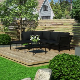 6-piece garden furniture set with black PVC cushions by vidaXL, Garden sets - Ref: Foro24-48589, Price: 440,90 €, Discount: %