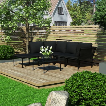 6-piece garden furniture set with black PVC cushions by vidaXL, Garden sets - Ref: Foro24-48589, Price: 443,30 €, Discount: %