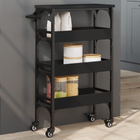 Black engineered wood kitchen cart 53x20x76 cm by , Kitchen and dining carts - Ref: Foro24-842351, Price: 61,99 €, Discount: %