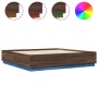 Bed frame with LED lights brown oak wood 200x200 cm by , Beds and slatted bases - Ref: Foro24-3209589, Price: 201,99 €, Disco...