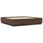 Bed frame with LED lights brown oak wood 200x200 cm by , Beds and slatted bases - Ref: Foro24-3209589, Price: 204,08 €, Disco...