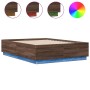 Bed frame with LED lights oak brown wood 120x190 cm by , Beds and slatted bases - Ref: Foro24-3209659, Price: 156,99 €, Disco...