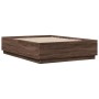 Bed frame with LED lights oak brown wood 120x190 cm by , Beds and slatted bases - Ref: Foro24-3209659, Price: 156,99 €, Disco...