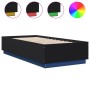 Estructura cama con luces LED madera ingeniería negro 90x200 cm de , Camas y somieres - Ref: Foro24-3209633, Precio: 146,91 €...