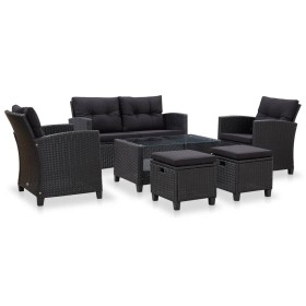 6-piece garden sofa set with black synthetic rattan cushions by vidaXL, Outdoor sofas - Ref: Foro24-46151, Price: 480,99 €, D...