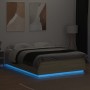 Sonoma oak wood bed frame with LED lights 150x200 cm by , Beds and slatted bases - Ref: Foro24-3209606, Price: 180,93 €, Disc...