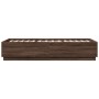 Estructura cama con luces LED madera marrón roble 100x200 cm de , Camas y somieres - Ref: Foro24-3209631, Precio: 145,31 €, D...