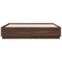 Estructura cama con luces LED madera marrón roble 180x200 cm de , Camas y somieres - Ref: Foro24-3209596, Precio: 219,97 €, D...