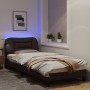 Estructura de cama con luces LED tela marrón oscuro 80x200 cm de , Camas y somieres - Ref: Foro24-3213665, Precio: 172,09 €, ...