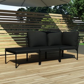 3-piece garden furniture set with black PVC cushions by vidaXL, Garden sets - Ref: Foro24-48594, Price: 306,92 €, Discount: %