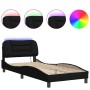 Estructura de cama con luces LED tela negro 90x190 cm de , Camas y somieres - Ref: Foro24-3213671, Precio: 157,09 €, Descuent...