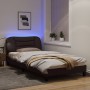 Bed frame with LED lights dark brown fabric 100x200 cm by , Beds and slatted bases - Ref: Foro24-3213686, Price: 162,94 €, Di...