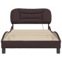 Bed frame with LED lights dark brown fabric 100x200 cm by , Beds and slatted bases - Ref: Foro24-3213686, Price: 162,94 €, Di...