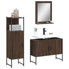 Bathroom furniture set 3 pieces brown oak plywood by , Bathroom furniture - Ref: Foro24-3214353, Price: 161,78 €, Discount: %