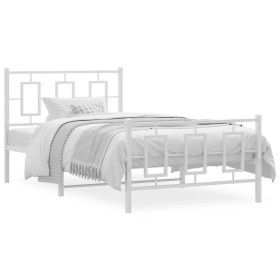 Estructura cama metal cabecero y estribo blanca 100x190 cm de , Camas y somieres - Ref: Foro24-374302, Precio: 87,99 €, Descu...