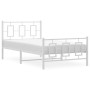 White metal bed frame with headboard and footboard 100x190 cm by , Beds and slatted bases - Ref: Foro24-374302, Price: 87,54 ...