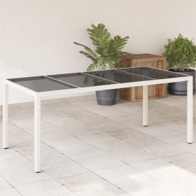 Garden table glass surface white PE rattan 190x90x75cm by , Garden tables - Ref: Foro24-368129, Price: 161,99 €, Discount: %