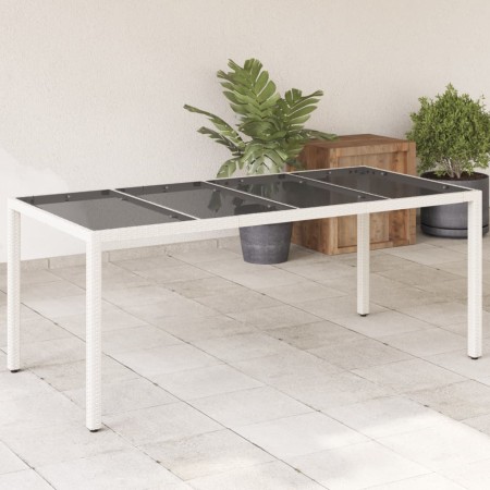 Garden table glass surface white PE rattan 190x90x75cm by , Garden tables - Ref: Foro24-368129, Price: 161,85 €, Discount: %