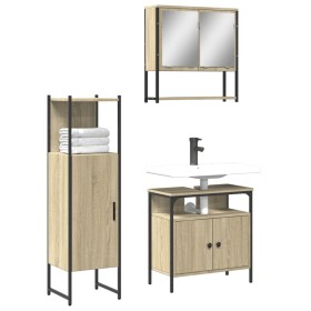 Sonoma oak plywood 3-piece bathroom furniture set by , Bathroom furniture - Ref: Foro24-3214696, Price: 172,99 €, Discount: %