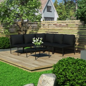 6-piece garden furniture set with black PVC cushions by vidaXL, Garden sets - Ref: Foro24-48588, Price: 359,37 €, Discount: %