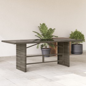 Mesa de jardín superficie de vidrio ratán PE gris 190x80x74 cm de , Mesas de jardín - Ref: Foro24-365306, Precio: 182,99 €, D...