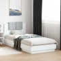 White engineered wood bed frame with headboard 90x200 cm by , Beds and slatted bases - Ref: Foro24-3209940, Price: 144,70 €, ...